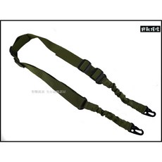 野戰搖滾 雙扣環彈性戰術槍背帶 雙點槍背帶, 軍綠色, 軍綠色