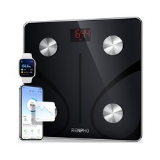 RENPHO 렌포 엘리스 1 앱연동 스마트 디지털 체성분 체중계, 블랙, 1개