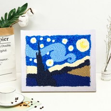 집에서할수있는 집콕 취미 스킬자수 펀치니들 세트, 72.반고흐의초콜릿컬러가로버전