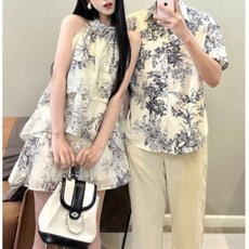 커플 시밀러룩 휴양지 긴팔 패밀리룩 드레스 셔츠 바캉스 신혼여행 원피스 웨딩촬영 하와이안 반팔