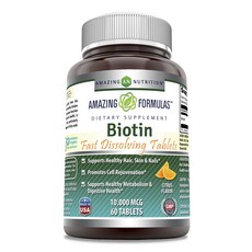 Amazing Nutrition 生物素速溶錠 柑橘味 10000mcg, 1個, 60入, 60錠