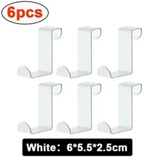 10PCS 자형 욕실 캐비닛 도구 걸이 체인 보관 스테인레스 스틸 액세서리 도어 주방, White 6pcs