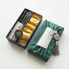 행복한 홍삼 국산 고려 홍삼 정과50g+홍삼 절편80g 답례품 선물 세트 보자기(그린+노리개) 쇼핑백 포함, 130g, 1개, 고맙습니다