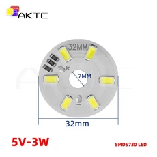 호환 10 개/몫 라운드 LED 라이트 보드 DC 5V 3W 저전압 5730 2835 SMD 6 3000K 흰색 디밍 전구 램프 패널, 01 5730-3207MM, 02 10 Pcs (No Wire), 02 5V3W White light