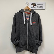 Superdry 極度乾燥 橘標 鋪棉連帽外套 刺繡Logo 礫石深灰, 礫石深灰,L, 1個