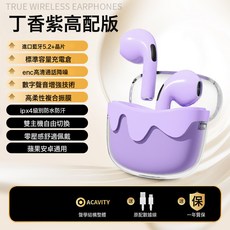 高顏值透明殼藍牙耳機入耳式立體聲藍牙5.3語音通話, 紫色, 如圖所示