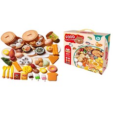 擬真烤肉玩具 BBQ燒烤玩具 中西餐家家酒 食物玩具 烤肉架 燒烤 廚房玩具 燒烤串 串燒 關東煮玩具 扮家家酒, 中西餐(55件套), 1個