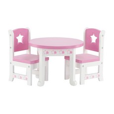 Emily Rose 35.6cm(14인치) 인형 다이닝 세트 - 의자 2개가 있는 핑크 & 화이트 주방 테이블 - 웰리 위셔 및 35.6-38.1cm(14-15인치) 인형용 스