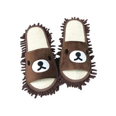거실청소실내화 (modoo) 편리한 극세사 곰돌이 청소슬리퍼, 여성용 베이지