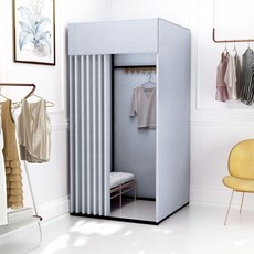 商場移動試衣間 門簾換衣間更衣室服裝店展示架便攜式落地布簾簡易, 酒紅色壓花布全套,80乘80乘200cm, 1個