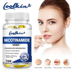 500mg 비타민 B3 니코틴아마이드 120캡슐 - 에너지 지원 피부 건강, 2개, 60정