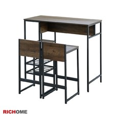 RICHOME 佛萊士高腳桌椅組 工業風 Loft風, 木紋色, 1個