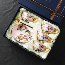 CaecnKoen 유럽 커피잔 세트 찻잔 고급 선물 75, 1개, 혼합색상 4조세트