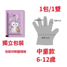 兒童一次性手套/手扒雞手套/透明PE手套 食品級衛生手套, 1個, 中童【6-12歲】不能混搭 買70送30