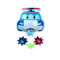 바람개비 캐릭터풍선-로보카폴리(폴리), 1개, 상세페이지 참조