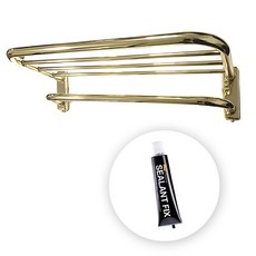 바스원 무타공 국산 2단 선반 수건걸이, 골드, 1개