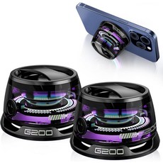 LENOLL G200 마그네틱 블루투스 스피커 미니 금속 표면용 9코어 자석 베이스 및 RGB 라이트가 장착된 40mm 드라이버 7H 플레이타임 IPX5 방수 캠핑 홈 선물용 폰, 2 Black Speakers