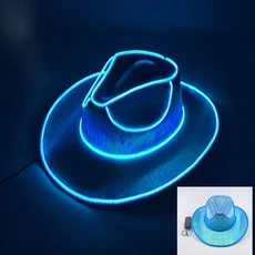 빛나는 장식 용품 빛나는 카우보이 모자 LED 진주 빛 카우보이 모자 파티를위한 패션 네온 라이트 모자, 02 cap 05