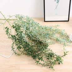 【台灣現貨速發】垂藤尤加利葉仿真人造花，創意垂葉壁掛裝飾，仿真藤條花藤，人造仿真植物, 深綠色, 1個
