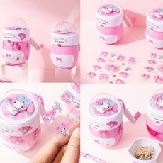 산리오 연필깎이 마이멜로디 쿠로미 꾸미기 스티커포함 캐릭터연필깎이, 1개, 1.마이멜로디 연필깎이(핑크)