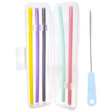 아가프라 실리콘빨대5p+세척솔+케이스 세트 재사용 열탕가능 환경친화적빨대 리유저블, 1개, 5개입