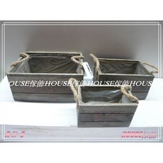 House傢飾 zakka南法田園鄉村風格舊Loft工業風 雙耳麻繩板條木箱造型花器花盆花架雜貨收納箱