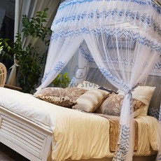 [사마누] 원터치침대모기장 침대형모기장 여름모기장 캐노피 침대 모기장 120x200cm 블루