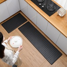 PVC 주방용 검정색 피로감 경감 미끄럼 방지 매트바닥매트주방매트 주방매트특대형 주방매트 세트두툼한 쿠션, 1개