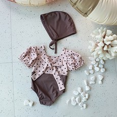 MongKok 女童款圓點連身泳衣