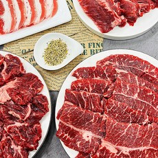육즙팡팡 소고기 인기부위 4종 세트 1kg 갈비 토시 부채 우삼겹