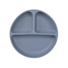 DFMEI 兒童餐具餵養套裝餐盤食品級硅膠嬰兒硅膠碗叉子勺寶寶輔食碗, 1個, 餐盤藍灰色:如圖