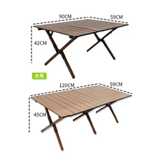 캠핑테이블 에그 롤 테이블 야외 접이식 탄소강 뜨거운 피크닉 휴대용 캠핑 용품 장비 정원 가구 세트, 03 Walnut grain