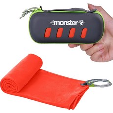 4몬스터 캠핑 타월 흡수력이 뛰어난 퀵 드라이 극세사 타월 초콤팩트 및 소프트 트래블 타월 경량 백패킹 하이킹 체육관 해변 수영 요가용, Red, 55.10" x 26.00", 1개