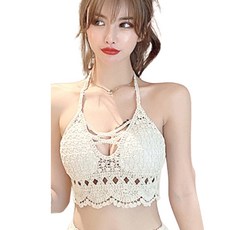 여성 크로셰프 클로즈 비키니 브릿한 다이아몬드 니트 해변 작물.