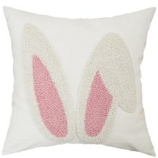 GEEORY 크리스마스 베개 커버 45.7x45.7cm(18x18인치) 자수 트리 장식용 쿠션 케이스 농가 겨울 휴일 장식 소파 및 침대 홈 데코용 (베이지) GX004-1-, 핑크 버니 GEEORY 129843 870572338