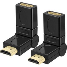 2개입 90도 각도 HDMI 어댑터 4K 2.0 수-암 변환기 직각 커넥터 360도 회전 가능 PS5 Xbox PC 모니터 TV 프로젝터 호환