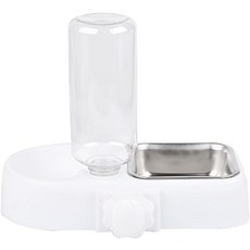 VVMEETYOU 매달기 개 그릇 물 디스펜서와 스테인리스 스틸 그릇이 포함된 케이지 자동 고양이 사료 및 물그릇 세트 분리 가능한 중력 반려동물 주는 강아지 토끼용 세트(핑크, White, 1개