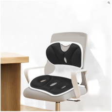 [새학기/바른자세] 인체공학 허리 편한 자세 교정 의자 쿠션 등받이 방석 사무실 학생 선물 거북목예방, 블랙