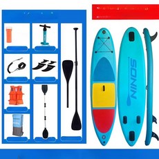 청이상회 성인용 접이식 SUP 에어보드 낚시 보드 서핑, 1개, 올인원 듀얼용 듀얼용 블루 2개 + 구명조끼