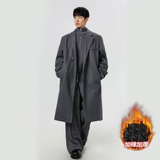 仿羊毛呢大衣西裝式大衣外套男防風外套保暖毛呢大衣長款寬松風衣外套羊毛外套呢子外套風衣外套中長版外套休閑外套風衣加絨加厚風衣外套百搭長款大衣