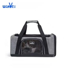 WAKYCU 寵物外出航空箱，透氣舒適寵物提籠，便攜式寵物外出包，大空間寵物旅行袋, 灰色, 1個