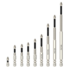 Alwanking 독일 드릴 비트 강자성 임팩 십자비트 9종, 1세트