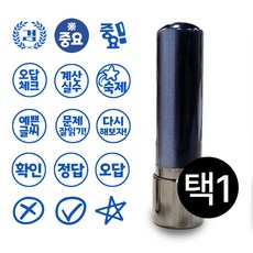 [도장마루] 학습 만년 도장 파랑색 유성잉크 스탬프 오답 정답 확인 선생님 교사 원형, 1개, W-12문제잘읽기