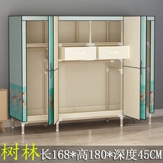 조립식 문달린 간이 옷장 비키니옷장 자취방 이불장 접이식 원룸 드레스룸, 168cm 숲 + 서랍