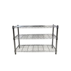 【菁炭元素】35X90X60CM 三層收納式鐵力士架 波浪架 鐵架 收納架 置物架 電器架 展示架 貨架 層架, 1個, 無輪