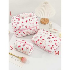 1pcs 귀여운 누비 이불 면화 메이크업 가방 여성 지퍼 주최자 천으로 상자 모양 여자를위한 휴대용 세면 용품 케이스