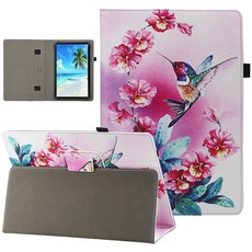 유니버설 10 10.1인치 안드로이드 태블릿 케이스 Dl s 슬림 접이식 스탠드 폴리오 가죽 케이스 커버 핸드 스트랩이 있는 9.5-11인치 태블릿 스페이스, Bird
