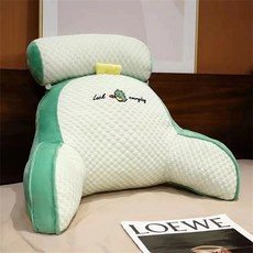 冰絲涼感三角靠枕 護腰靠墊 懶人抱枕, 綠恐龍中號60*40