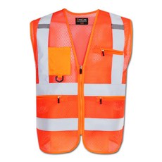 SL 고급형 안전 조끼 작업 신호수 주황 망사 반사띠, 1개