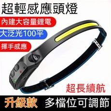 【揮手感應】cob頭燈 頭燈 釣魚頭燈 感應頭燈 強光充電 COB泛光散光大面積頭戴超亮工作燈 戶外led照明燈 頭燈, 1個, 智能雙光源[揮手感應+COB大泛光],新1代[智能芯片T2000K]待機10天
